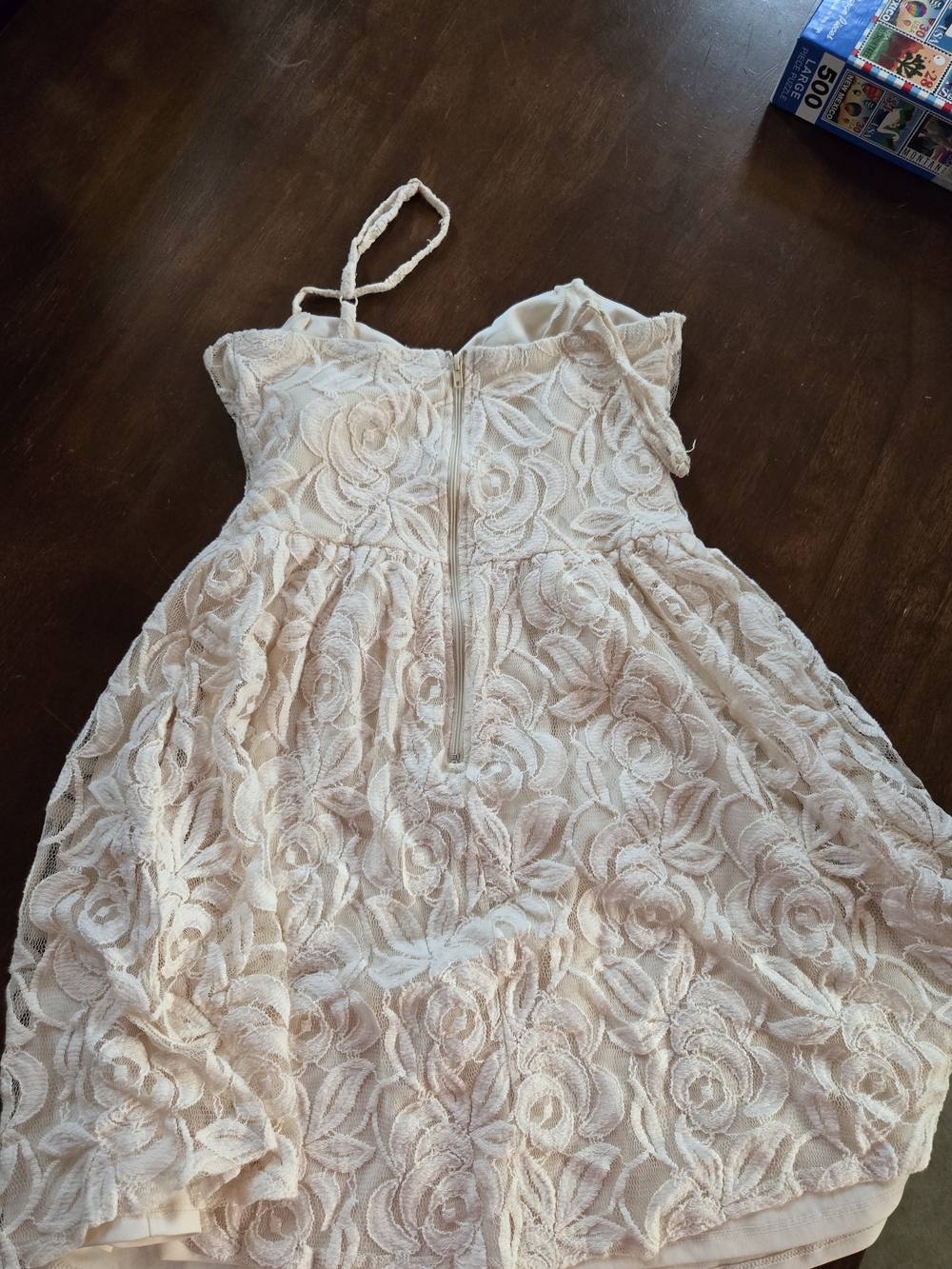 love, Fire Blush Lace Strapless Fit-and-Flare Dress